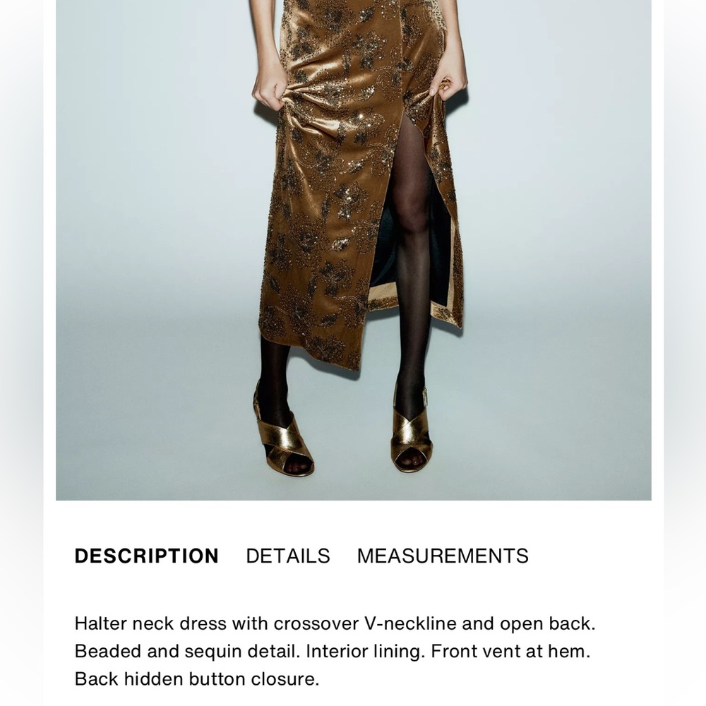 Zara NWT midi halter velvet and floral sequin dress - Picture 13 of 13